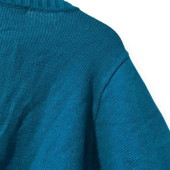 Vintage 80s Jenny Blue Knit Acrylic Cardigan Sweater Women's Size Medium Retro - Picture 13 of 16